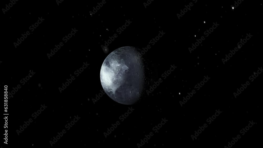 Poster 3d rendered animation of the planet mercury isolated on the empty dark black space background