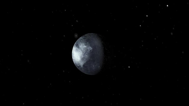 3D rendered animation of the planet Mercury isolated on the empty dark black space background
