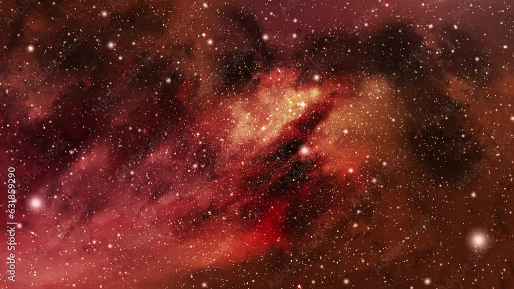 Aufkleber 3d rendered animation of red starry space with a nebula in the background