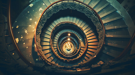Fototapeta premium Spiral-Staircase-Viewed-From-Above-Adobe-Stock