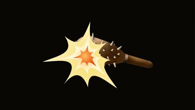 Spiked club bat mace background and 2d animation, smashed 