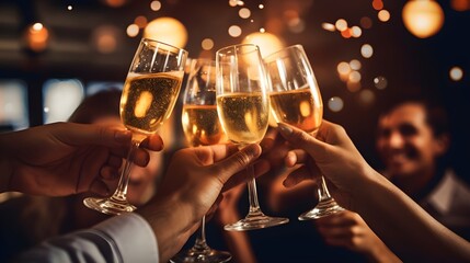 Prost und Cheers: Close-up des anstoßenden Moments