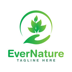 Ever nature Logo design vector, nature icon design with green color.