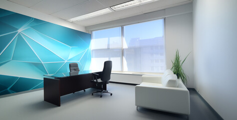 beautiful Modern office room interior design and concrete texture wall background. Generative Ai content	