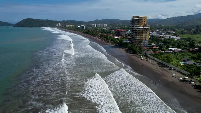 Beautiful aerial footage of Jaco Beach in Costa Rica and surf clases - Pro surfing