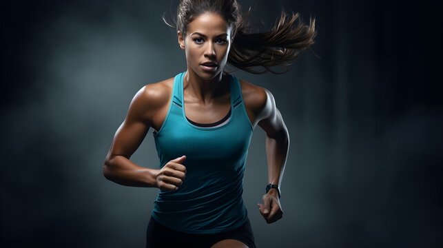 Sportliche Leidenschaft: Weibliche Athletin rennt zum Erfolg
