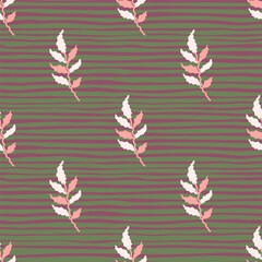 Organic leaves seamless pattern. Simple style. Botanical background. Decorative forest leaf wallpaper.