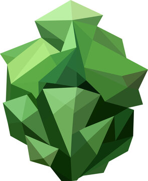 Abstract Low Poly Bush Icon Isolated. Geometric Shrub Polygonal Style. 3d Low Poly Symbol.