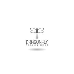 Dragonfly logo template with shadow