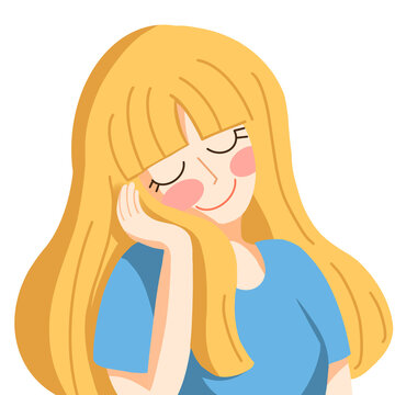 GIRL SLEEP AND LELAX (REST) Sign or Symbol. Cartoon illustration