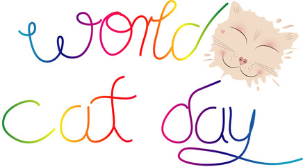 Katzen Typo für alle Katzenfreunde zum Katzentag