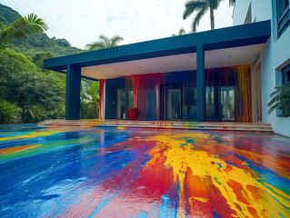 Vandalismus -farbverschmierte Luxusvilla