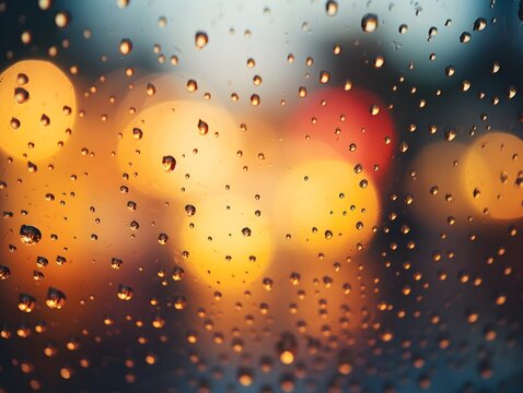 Durch die Linse: Bokeh-Tropfen auf Glas fokussiert
