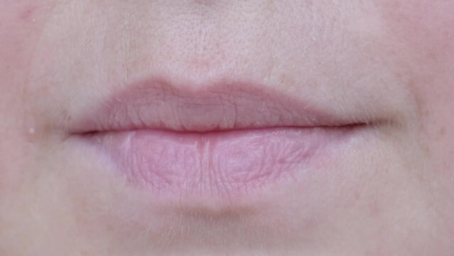close up part face, lips mature woman 55 years old, wrinkles around mouth, age-related skin changes, cosmetic anti-aging procedures, moisturizing lips, correction surgery, flyer for your ad antiaging