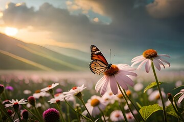 butterfly on a meadow AI Generated 