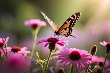 butterfly on flower AI Generated 