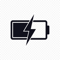 Battery symbol isolated on transparent background. The concept of modern technology. Vector flat illustration.