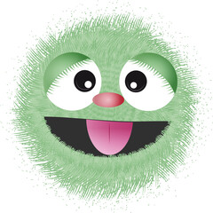 knuffiges mintgrünes witziges Monster Gesicht