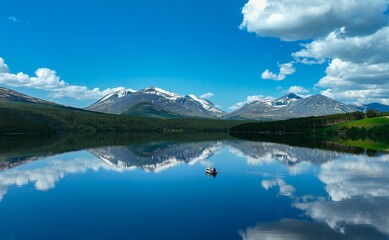 Beautiful landscape of Atna lake in Rondane, Norway