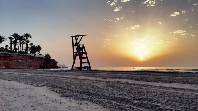 Playa La Zenia / Cala Bosque in La Zenia. Beach in a summer morning. Costa blanca, orihuela costa, playa flamenca.