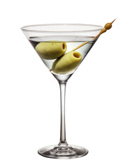 Martini dry oder Dry Martini mit Olive, Cocktail, Shortdrink, freigestellt, transparenter Hintergrund, Generative AI