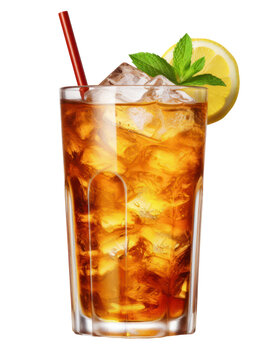 Cocktail, Longdrink, Long Island Iced Tea, freigestellt, transparenter Hintergrund, Generative AI