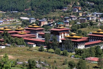 Dechencholing Palace in Bhutan on a sunny day