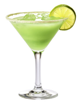 Klassischer Cocktail Daiquiri, Drink mit kubanischem weißen Rum, isoliert transparenter Hintergrund, Generative AI