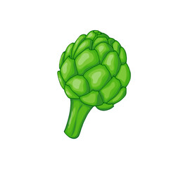 Hand-drawn Artichoke Vector illustration. Green artichoke bud vegetable illustration isolated on white background