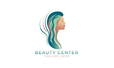 Beauty Center logo, woman face side view logo template 