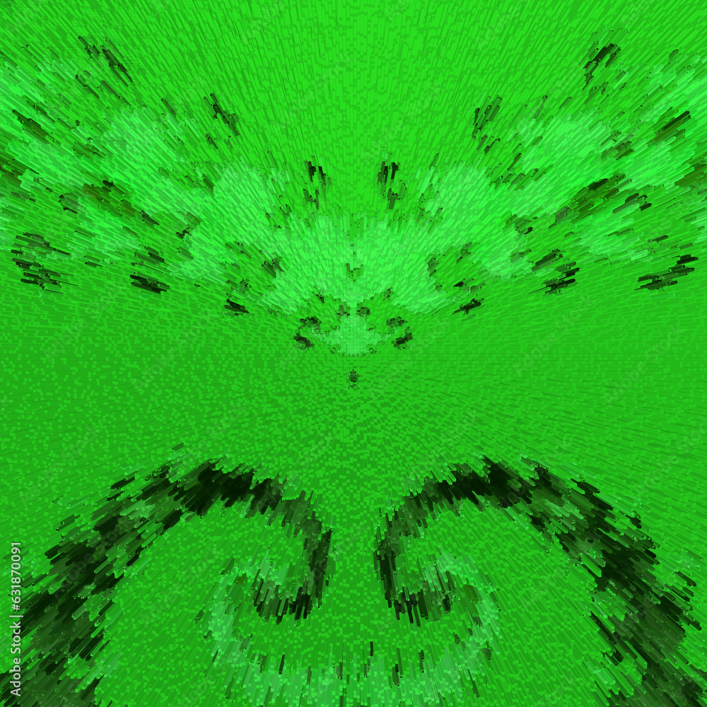 Poster exploding arts of black julia set fractal on a neon green background