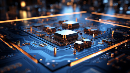 Fototapeta na wymiar Close-up of electronic circuit board with processor