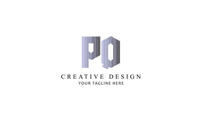 PQ LINE creative brand company logo design black blue gradient 