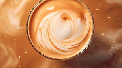 Hot coffee in a ceramic latte glass