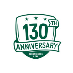 130 years anniversary celebration shield design template. 130th anniversary logo. Vector and illustration.
