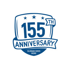 155 years anniversary celebration shield design template. 155th anniversary logo. Vector and illustration.
