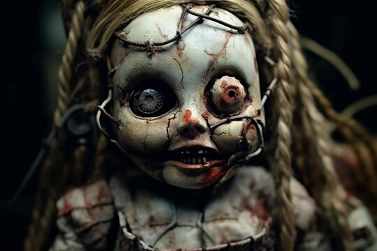 creepy horror doll. generative AI