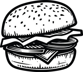 burger vector isolated illustration vintage style