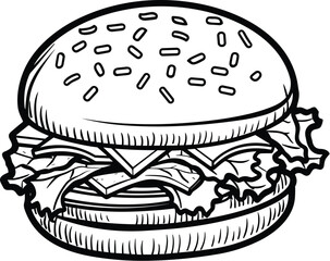 burger vector isolated illustration vintage style