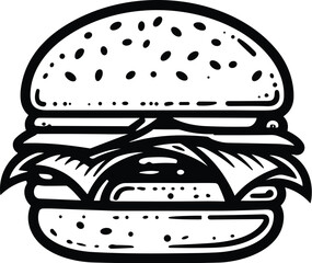 burger vector isolated illustration vintage style