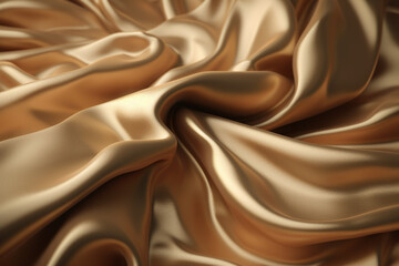 Golden satin background with waves. 3d rendering, 3d illustration.