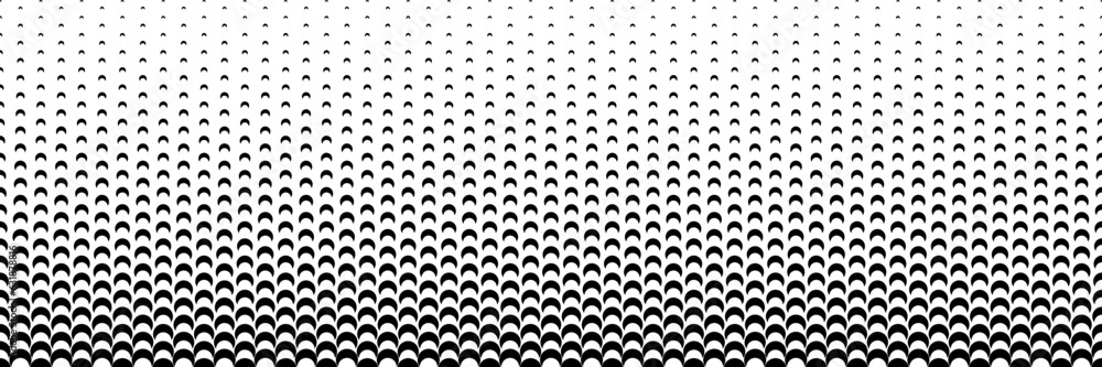 Poster horizontal black halftone of crescent moon design for pattern and background.