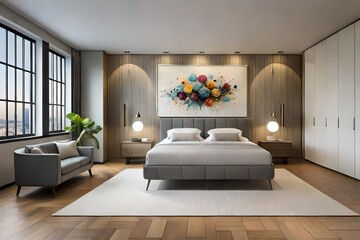 modern interior of a bedroom Generated Ai