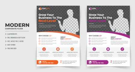 Corporate business flyer template With Color Combination, Brochure design, annual report, poster, flyer in A4, promotion, advertise, publication, cover page,