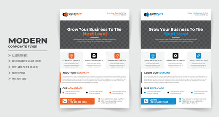 Corporate business flyer template With Color Combination, Brochure design, annual report, poster, flyer in A4, promotion, advertise, publication, cover page,