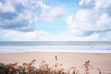 Beautiful view of ocean beach, Lisbon Portugal.