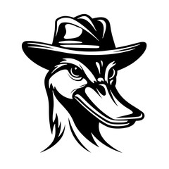 The duck is serious evil cool in a cowboy hat western Colorado tattoo print stamp