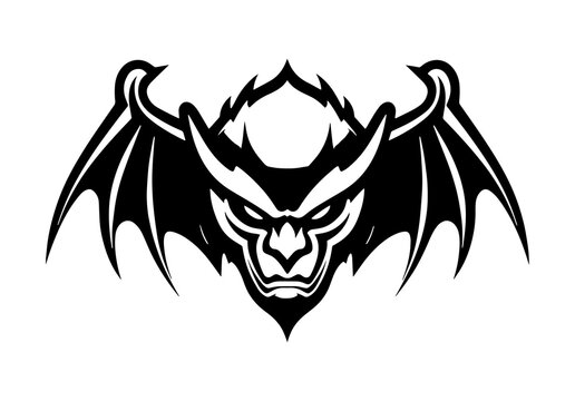 Bat Monster of the Night Scary Vampire Tattoo Stamp print