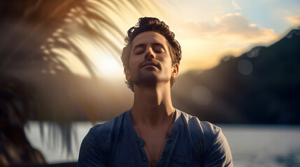 A person doing a mindful breathing exercise, emphasizing the importance of staying present
