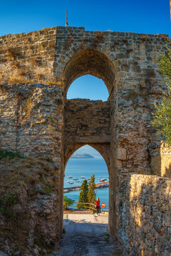 Beautiful castle view of Koroni town in Messenia, Peloponnese, Greece